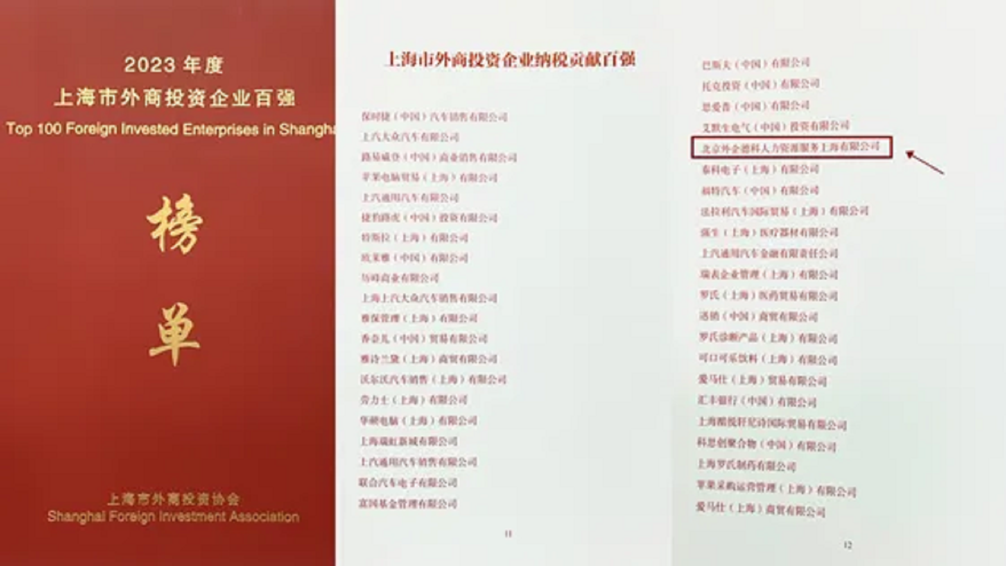 外企fun88乐天堂上海公司荣登2023年度上海市外商投资企业百强榜单 - 2.png